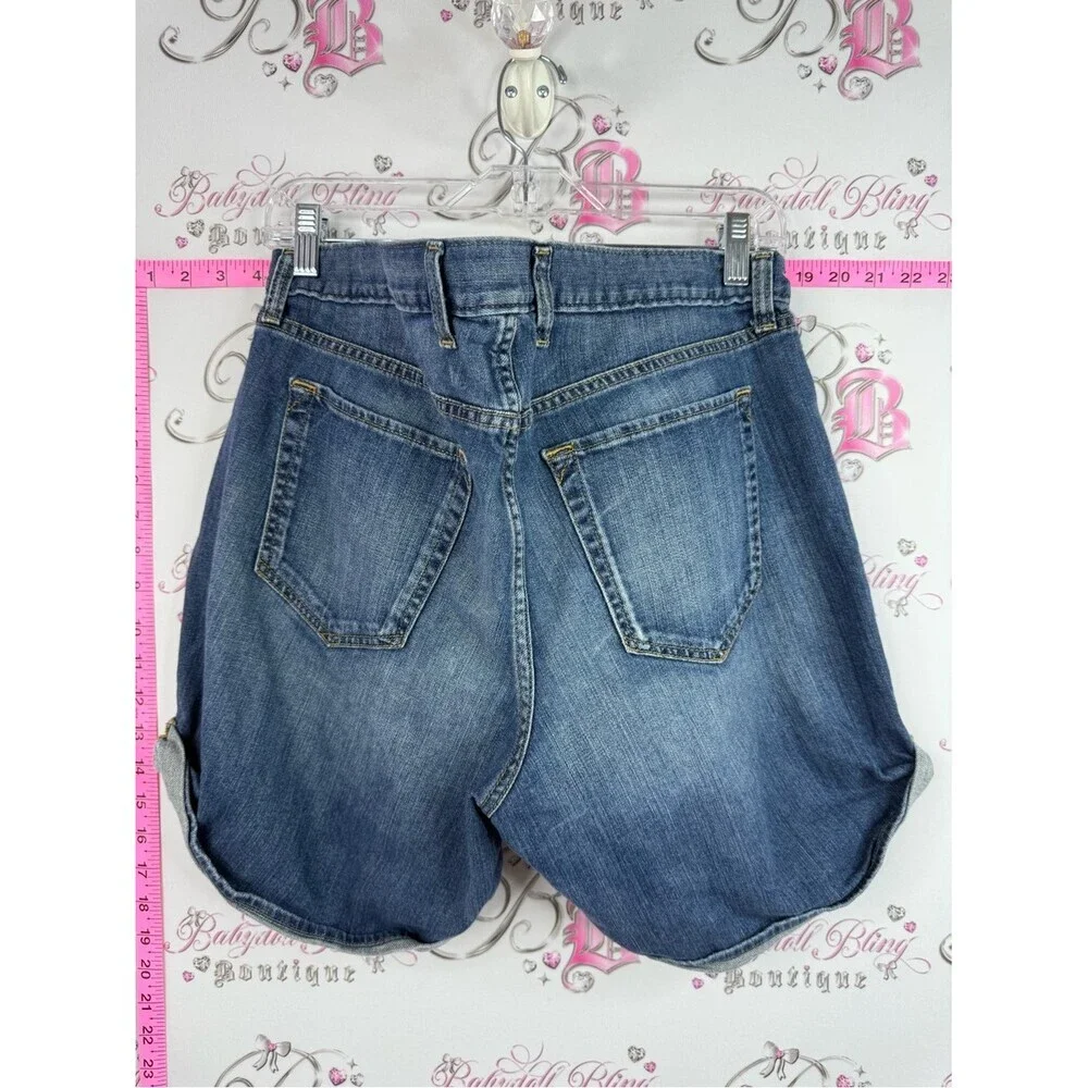 Eddie Bauer shorts denim long style Blue Denim Roll-Tab Jean Shorts